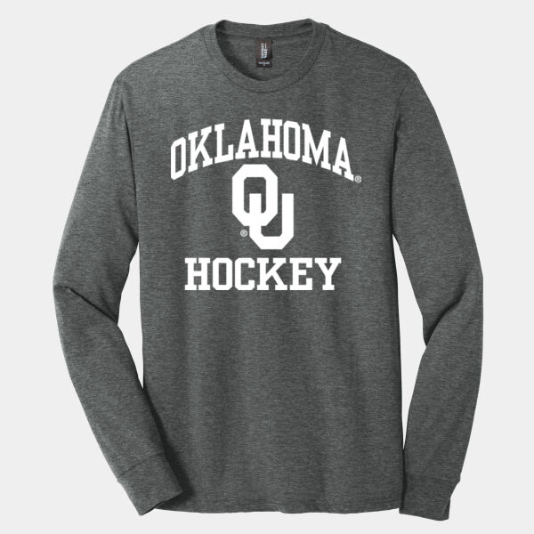 Oklahoma OU Hockey Stacked Logo in White - Perfect Tri ® Long Sleeve Tee Thumbnail