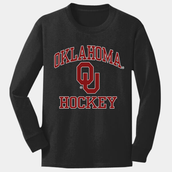 Oklahoma OU Hockey Oulined - Youth Long Sleeve Core Cotton Tee Thumbnail