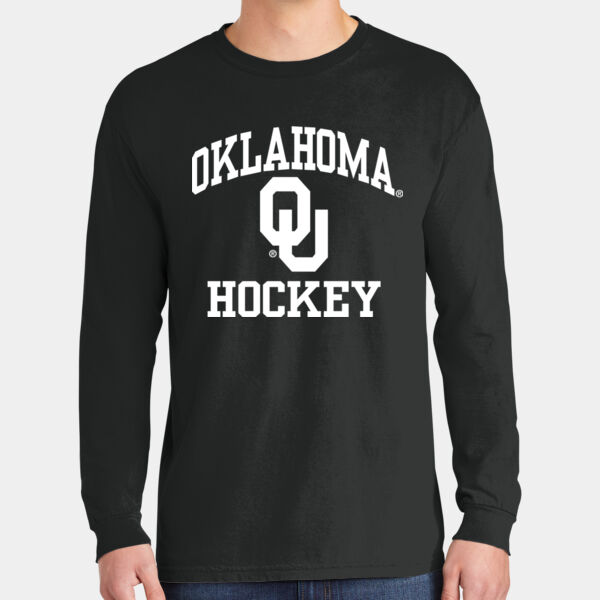Oklahoma OU Hockey Stacked Logo in White - Comfort Colors Heavyweight T-Shirt Thumbnail