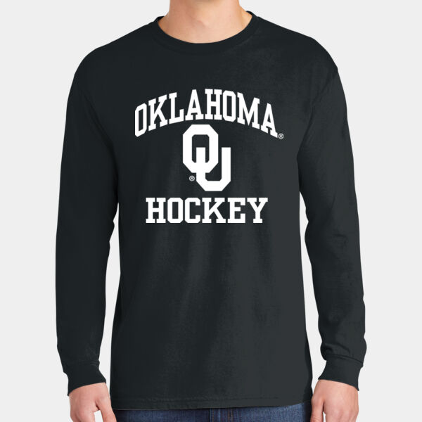 Oklahoma OU Hockey Stacked Logo in White - Comfort Colors Heavyweight T-Shirt Thumbnail