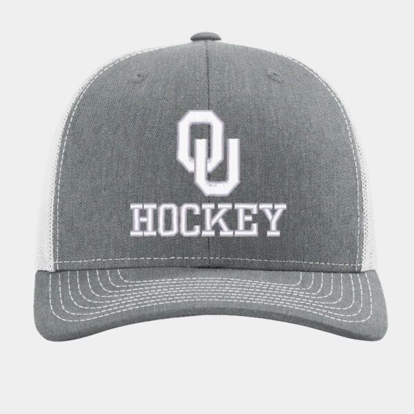 White OU Hockey Embroidered - Trucker Cap Thumbnail
