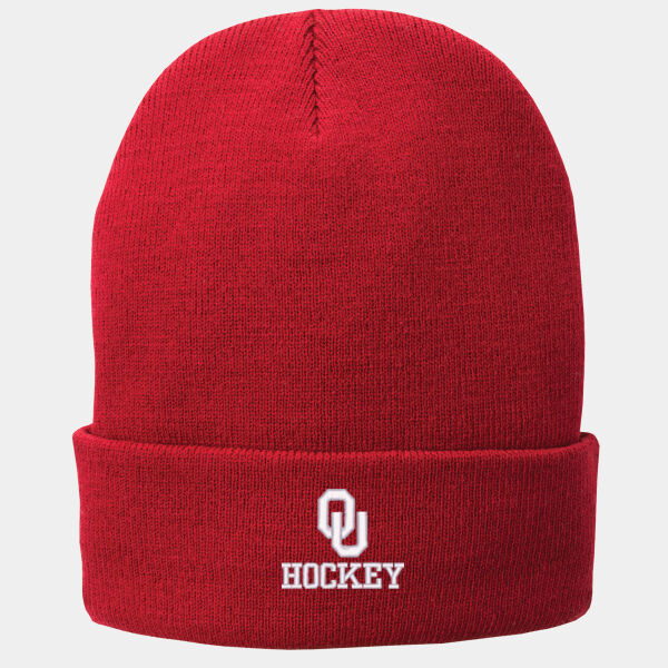 OU Hockey Embroidered - Fleece Lined Knit Cap Thumbnail
